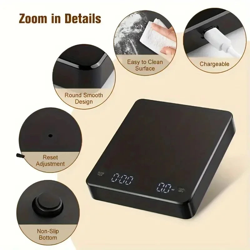 Digital Rechargable Coffee Scale with Timer
