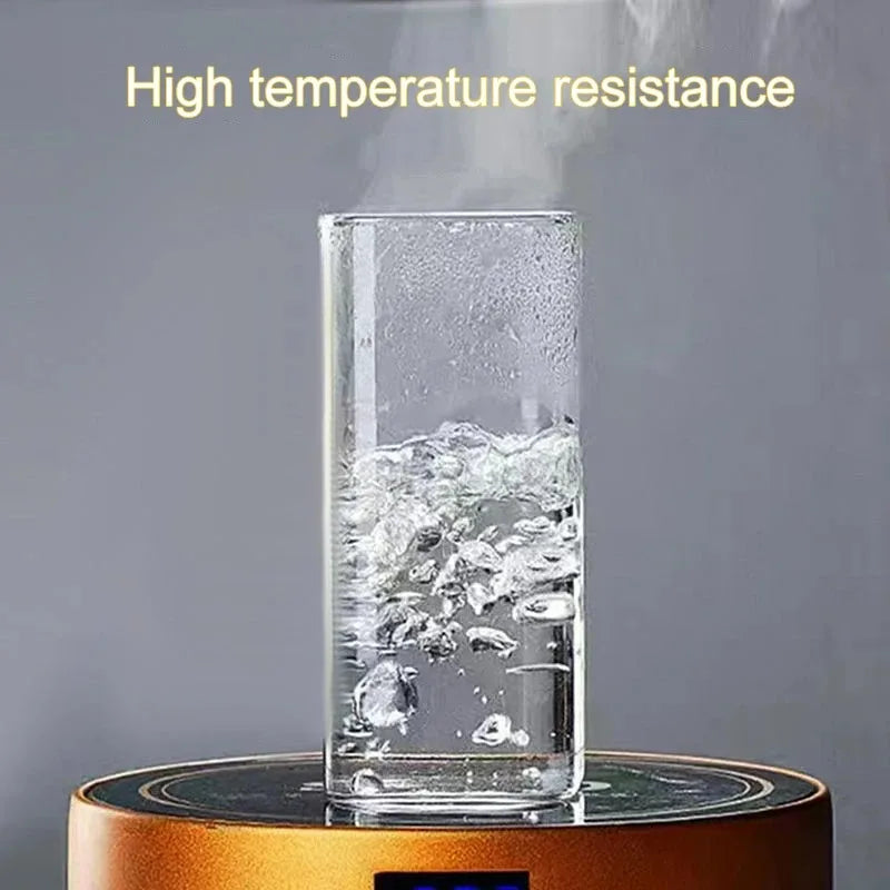 Heat Resistant Coffee Glass Cup With Lid and Straw