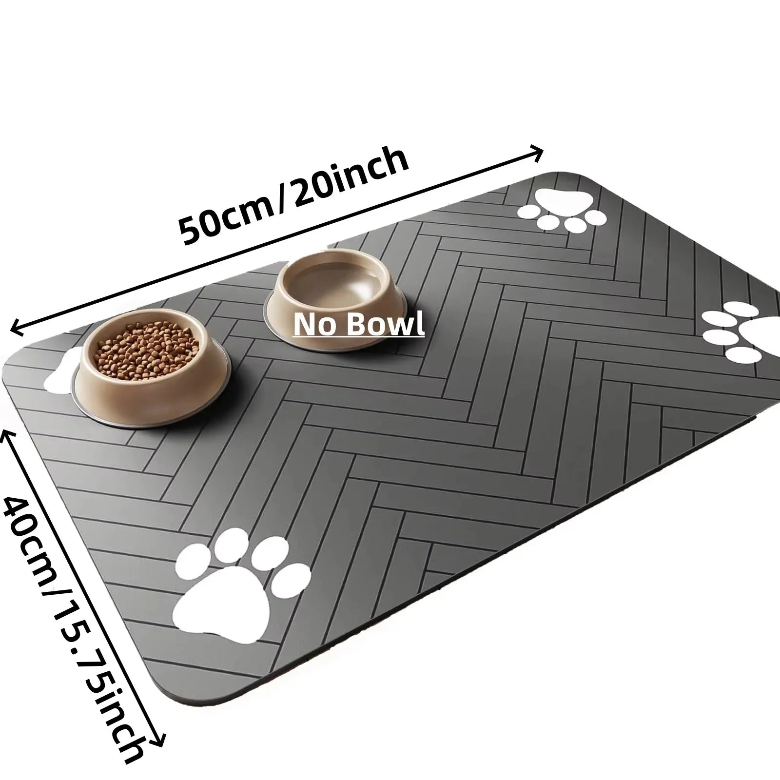 Waterproof Placemat for Pet Food & Water Bowls, Quick-Dry Rubber Backing