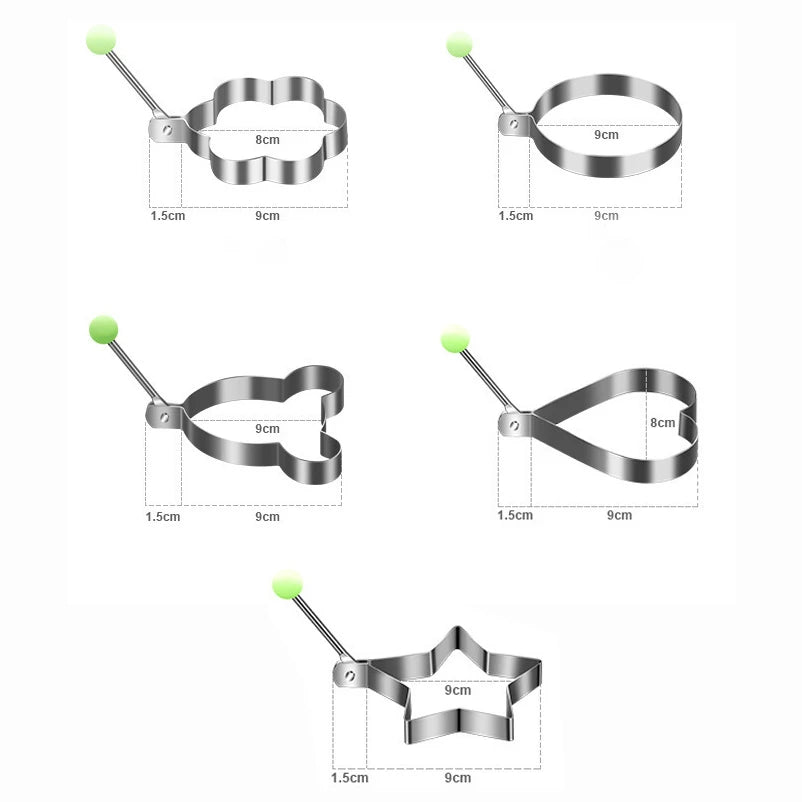 5Pcs Stainless Steel Eggs Rings Mold With Handle
